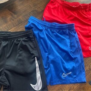 Nike Kids Shorts Trio - Red, Blue, Black bundle sz medium
